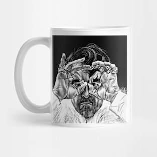 Claes Bang in black and white Mug